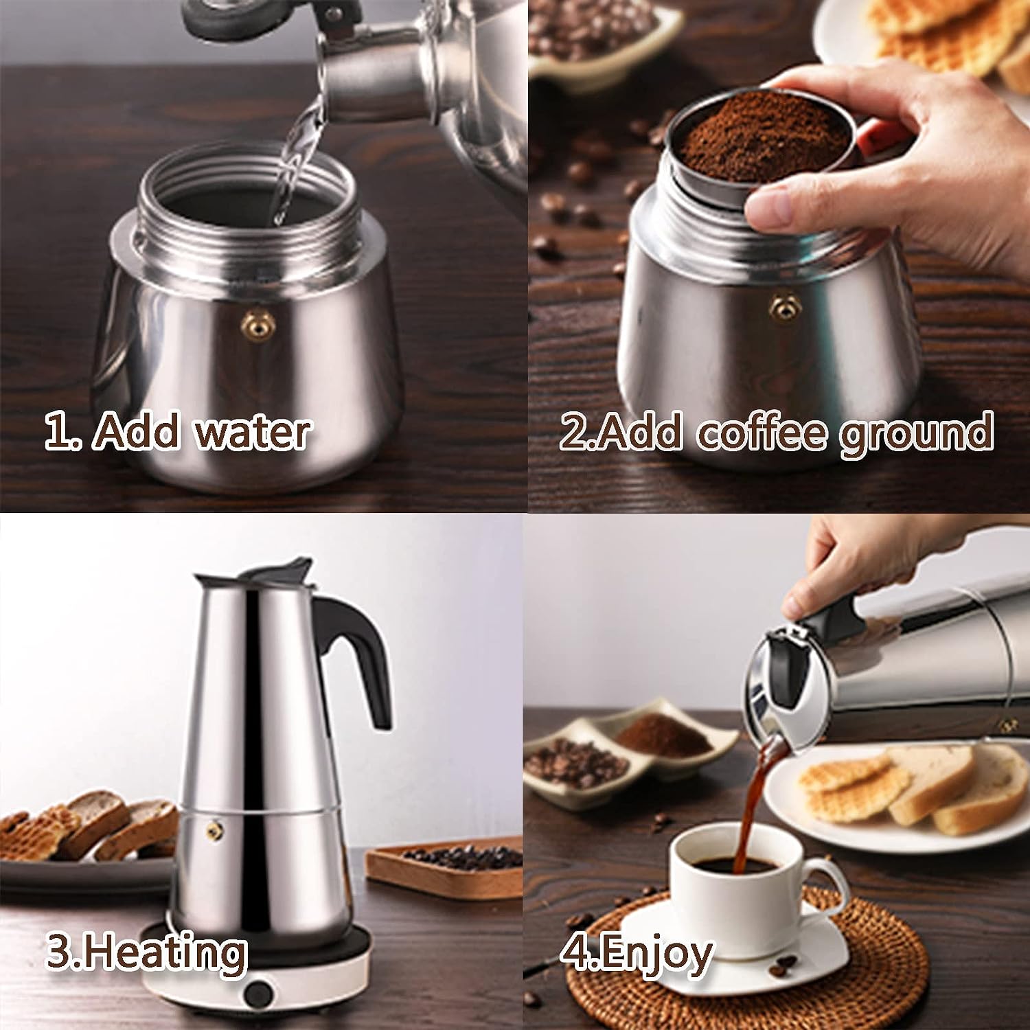 4/6/9 Cups Moka Pot Caffe Mach - Coffee Equipment Wdt ulasan dan harga